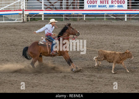 CODY, WYOMING - JUNE 29, 2018: Cody Stampede Park arena. Cody is the Rodeo Capitol of the World. 2018 marks 80th anniversary of nightly performances. Stock Photo