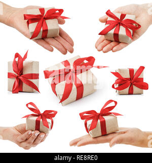 Set of various gift boxes isolated on white background Stock Photo