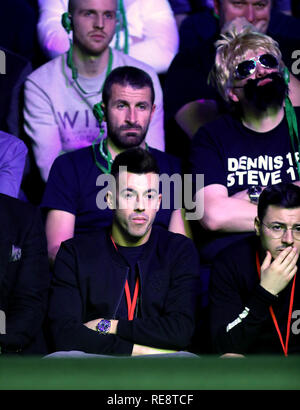 Roma football player Stephan El Shaarawy (front) watches the action during day eight of the 2019 Dafabet Masters at Alexandra Palace, London. Stock Photo