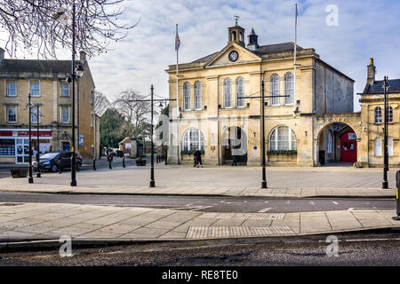 Melksham town centre and Town Hall in Melksham, Wiltshire, UK on 20 January 2019 Stock Photo