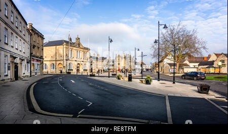 Melksham town centre and Town Hall in Melksham, Wiltshire, UK on 20 January 2019 Stock Photo