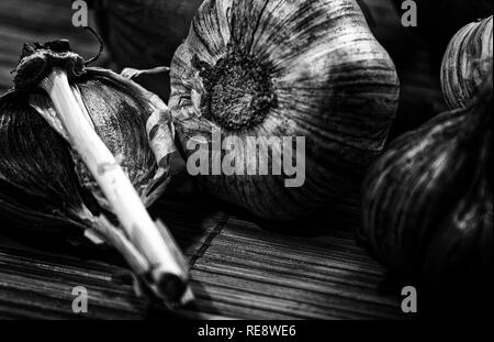 Garlic (Latin Állium satívum) - perennial herb; Species of the genus Onion of the family Amaryllis (Amaryllidaceae) of the subfamily Onion (Allioideae Stock Photo