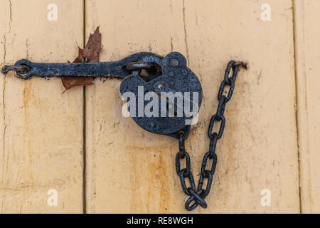 An antique colonial style padlock Stock Photo