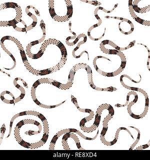 Beautiful seamless pattern with snakes on white. Vector illustration. eps10 Stock Vector