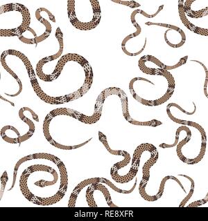 Beautiful seamless pattern with snakes on white. Vector illustration. eps10 Stock Vector