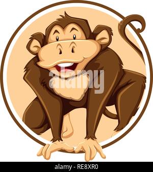 Monkey in circle template illustration Stock Vector