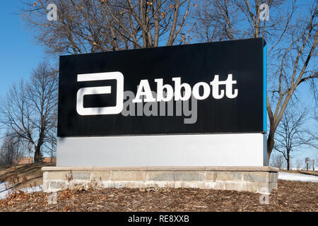 MINNEAPOLIS, MN/USA - JANUEARY 19, 2019: Abbott Laboratories exterior signand logo. Abbott Laboratories is an American worldwide health care company. Stock Photo