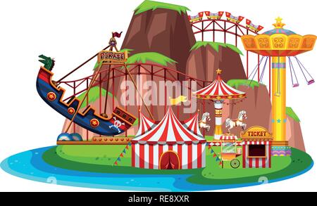 Isolated fun park landscape illustration Stock Vector