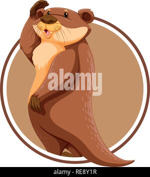 Otter on circle template illustration Stock Vector