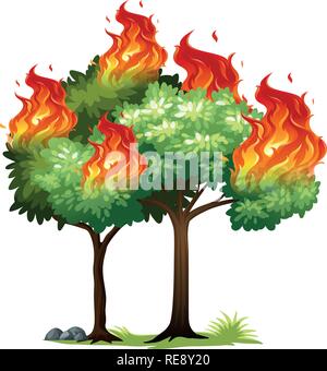 Isolared fire on tree illustration Stock Vector