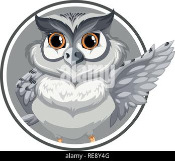 Owl on circle template illustration Stock Vector