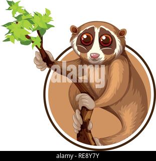 Loris on circle template illustration Stock Vector