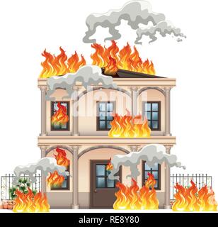 Isolated modern house on fire illustration Stock Vector Image & Art - Alamy