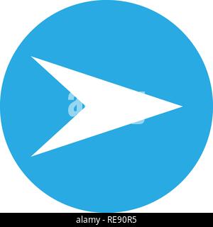 White right (next) arrow in a blue circle, web icon. Isolated on white background. Vector illustration, EPS10. Stock Vector