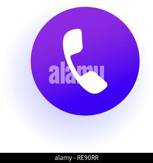 Phone icon. Handset in a circle. Purple gradient Stock Vector