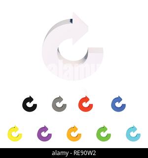 Set of arrows. 3D. The direction round. Vector illustration. Stock Vector