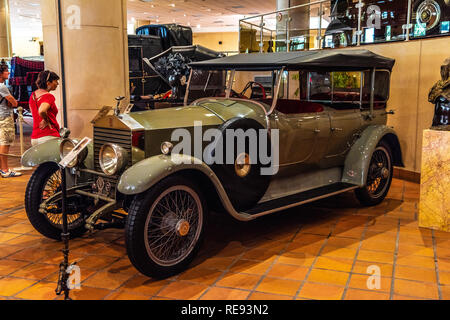 FONTVIEILLE, MONACO - JUN 2017: green ROLLS-ROYCE TWENTY 1927 in Monaco Top Cars Collection Museum. Stock Photo