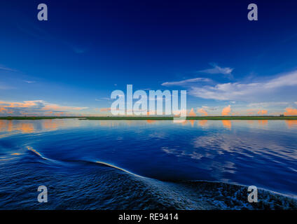 Evening Landscape picture of the Chobe River at the Chobe National Park in Botsuana during summer Stock Photo