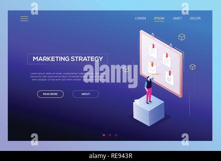 Marketing strategy - modern isometric vector web banner Stock Vector