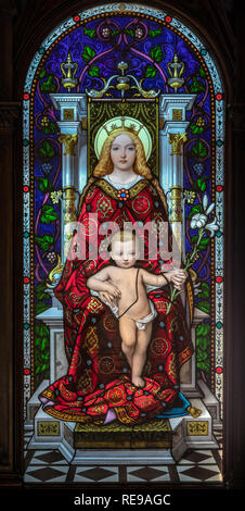 Madonna and Child, stained glass, Vatican Museum, Vatican State, Rome, Lazio, Italy Stock Photo
