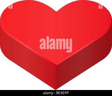 Red isometric heart, love symbol vector illustration Stock Vector