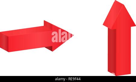 Red isometric arrows pointing symbol vector illustration Stock Vector