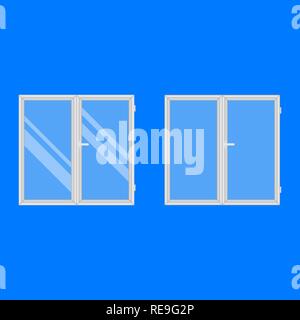 Plastic windows vector illustration isolated on blue background Stock Vector