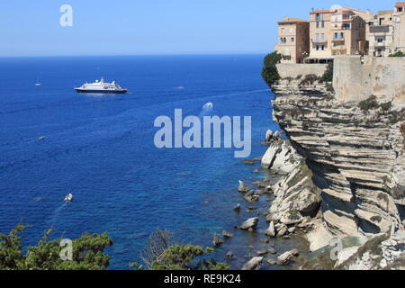 Living on the Edge: impressive town of Bonifacio in Corsica, France Stock Photo