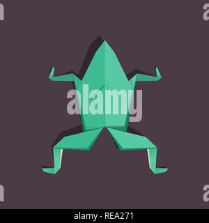 Origami Frog on dark background. Isolated vector Stock Vector