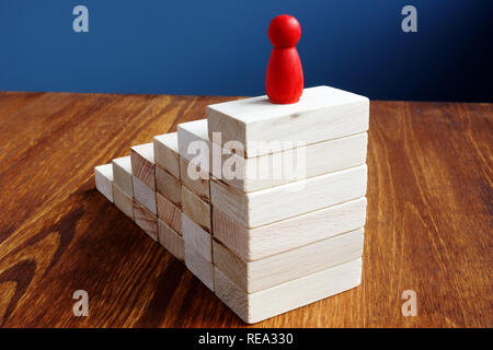 Successful career and leadership in business. Wooden ladder as symbol. Stock Photo