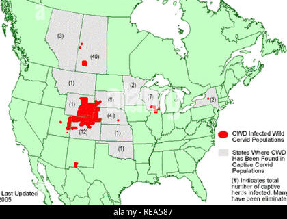 Cwd Chronic wasting disease map carte USA 2017 Stock Photo - Alamy