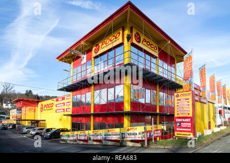 Poco furniture store in Kreuztal. Poco is a furniture discount retailer with more than 120 stores in Germany and a brand of XXXLutz since 2018 Stock Photo