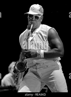 E-Street Band's  Clarence Clemons performs in Dallas Tx USA 1985 photo by bill belknap Stock Photo