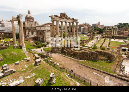 Heart of Ancient Rome - Visitors tour the ancient Roman Forum, center of the powerful empire in its day. Rome, Italy Stock Photo