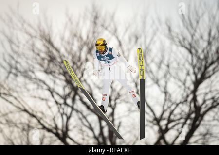 Zakopane, Poland. 20th Jan, 2019. A ski jumper, Manuel Fettner, seen in action during the Team individual competition for FIS Ski Jumping World Cup in Zakopane, Poland. Credit: Diogo Baptista/SOPA Images/ZUMA Wire/Alamy Live News Stock Photo