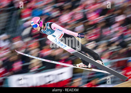 Zakopane, Poland. 20th Jan, 2019. A ski jumper, Viktor Polasek, seen in action during the Team individual competition for FIS Ski Jumping World Cup in Zakopane, Poland. Credit: Diogo Baptista/SOPA Images/ZUMA Wire/Alamy Live News Stock Photo