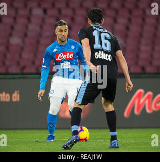 Adam Ounas of SSC Napoli seen in action during the Serie A football match between SSC Napoli vs S.S. Lazio at San Paolo Stadium. (Final score Napoli 2 - 1  Lazio) Stock Photo