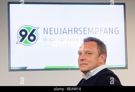Hannover, Germany. 21st Jan, 2019. Coach Andre Breitenreiter sits at the media New Year's Reception of the Bundesliga soccer team Hannover 96. The second-to-last of the table Hannover 96 has denied a separation from coach Breitenreiter. The 45-year-old coach appeared on Monday at the New Year's reception of the relegation-threatened Bundesliga soccer team. Credit: Julian Stratenschulte/dpa/Alamy Live News Stock Photo