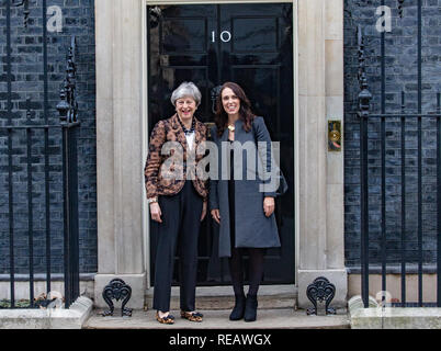 London, UK. 21st January 2019. British Prime Minister, Theresa May, meets New Zealand's Prime Minister, Jacinda Ardern for talks in Number 10 Downing Street Credit: Tommy London/Alamy Live News Stock Photo