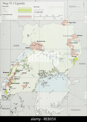 . The Conservation Atlas of Tropical Forests: Africa. Uganda. 267. Please note that these images are extracted from scanned page images that may have been digitally enhanced for readability - coloration and appearance of these illustrations may not perfectly resemble the original work.. Sayer, J. A. , Harcourt, C. S. , Collins, N. M.. IUCN Stock Photo