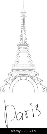 vector illustration of Eiffel tower silhouette Paris. Stock Vector