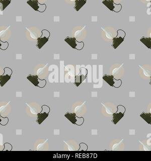 Seamless pattern Oil retro lamp. glowing kerosene lamp on a gray background. 10 eps Stock Vector