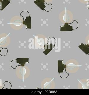 Seamless pattern Retro glowing kerosene lamp Oil lamp. 10 eps Stock Vector