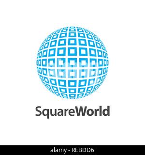 Square world pattern logo concept design. Symbol graphic template element vector Stock Vector