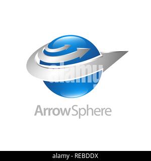 Arrow sphere 3d logo concept design. Symbol graphic template element vector Stock Vector