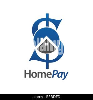 Home pay initial letter S money logo concept design. Symbol graphic template element vector Stock Vector