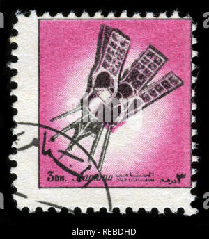 Postage stamp from Bahrain in the Spaceflight series issued in 1972 Stock Photo