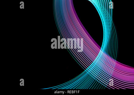 Abstract background with horizontal and vertical disruptions of blue and pink stripes, flow lines. Glitch effect background for poster, cover, concept Stock Photo