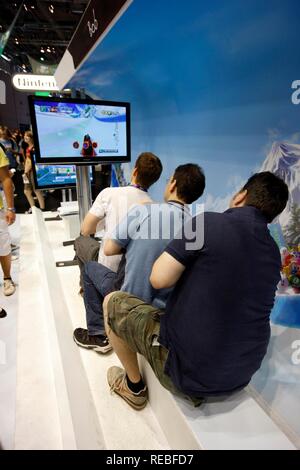 Nintendo Wii booth at the Entertainment Area of the Gamescom, the world's largest fair for computer games in the Messe Koeln Stock Photo