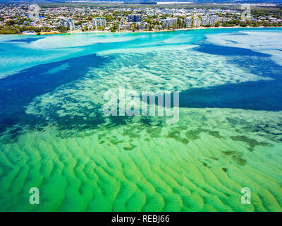 Aerial view of Golden Beach and surrounding suburbs on the Sunshine Coast in QLD, Australia. Stock Photo